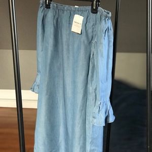 Off The Shoulder Faux Jean Dress